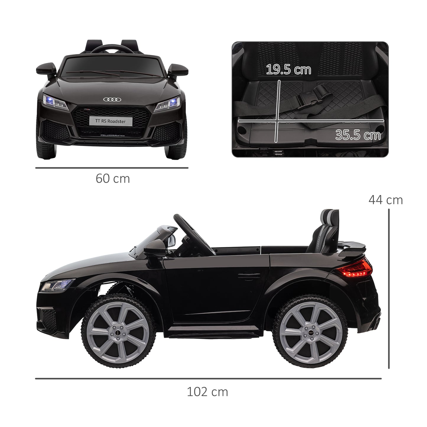 Licensed Audi TT 3-6 Years Safe Ride-On Car with Remote Control & Music