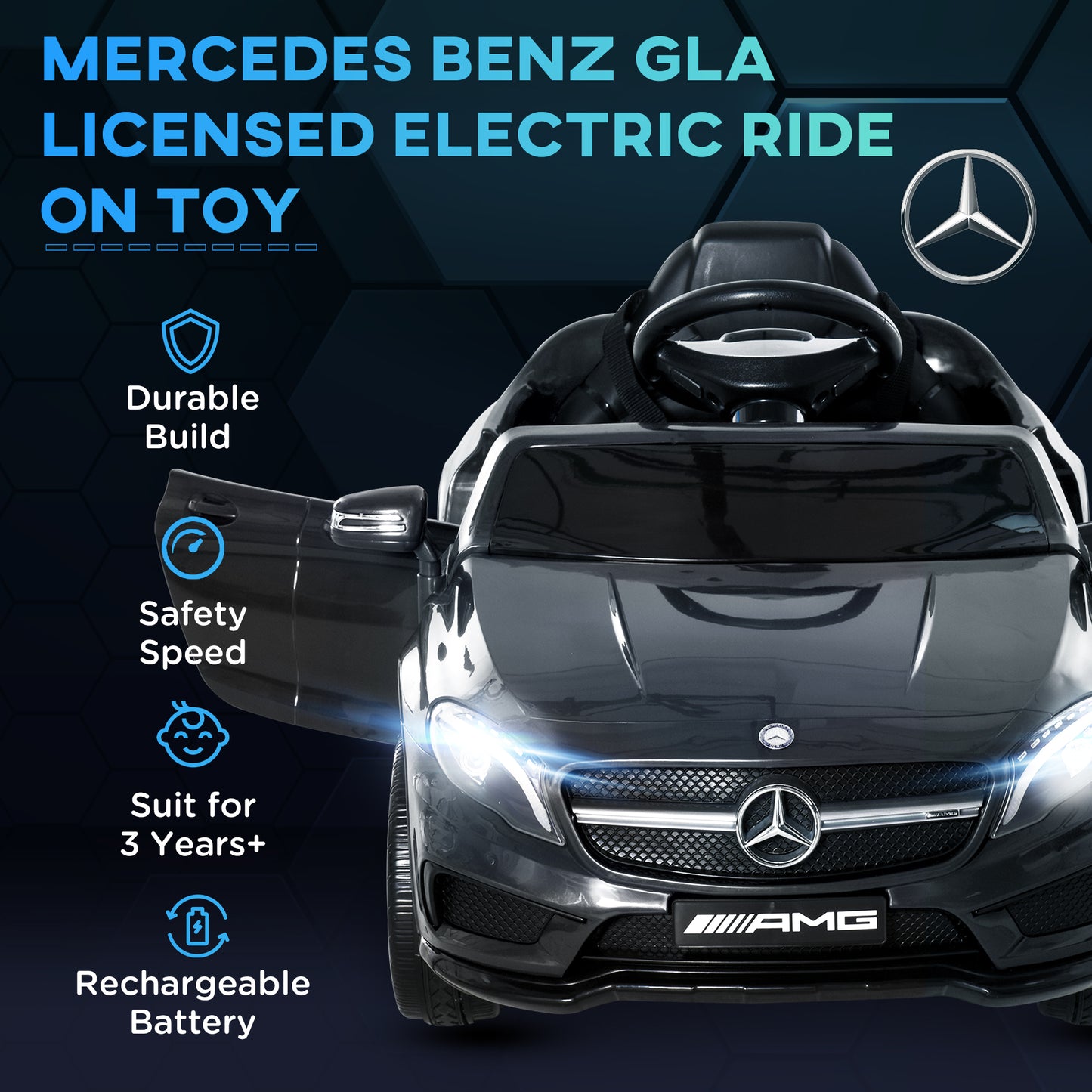 Licensed 3-5 Years Mercedes Benz Kids Ride-On Car with Remote Control & Music