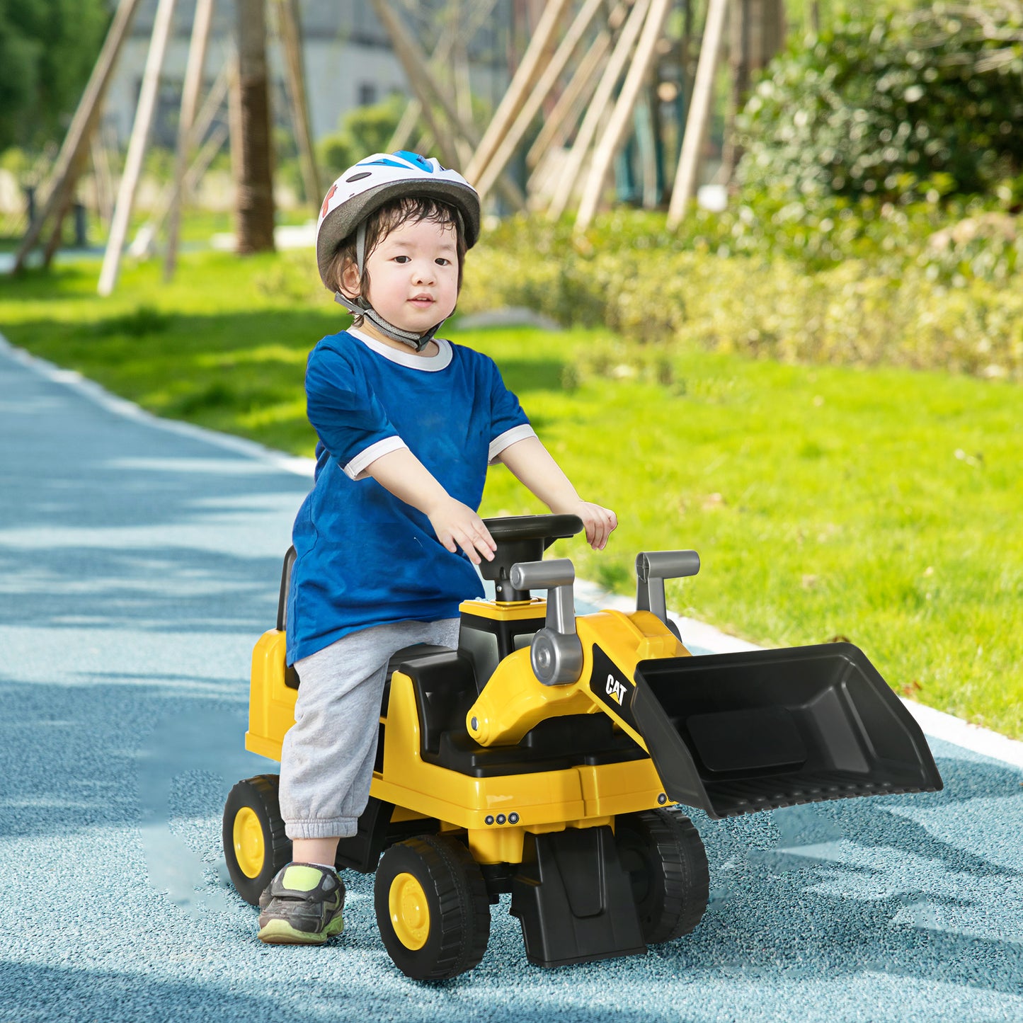 HOMCOM CAT Licensed 1-3 Years Safe Ride-On Construction Vehicle with Controllable Shovel