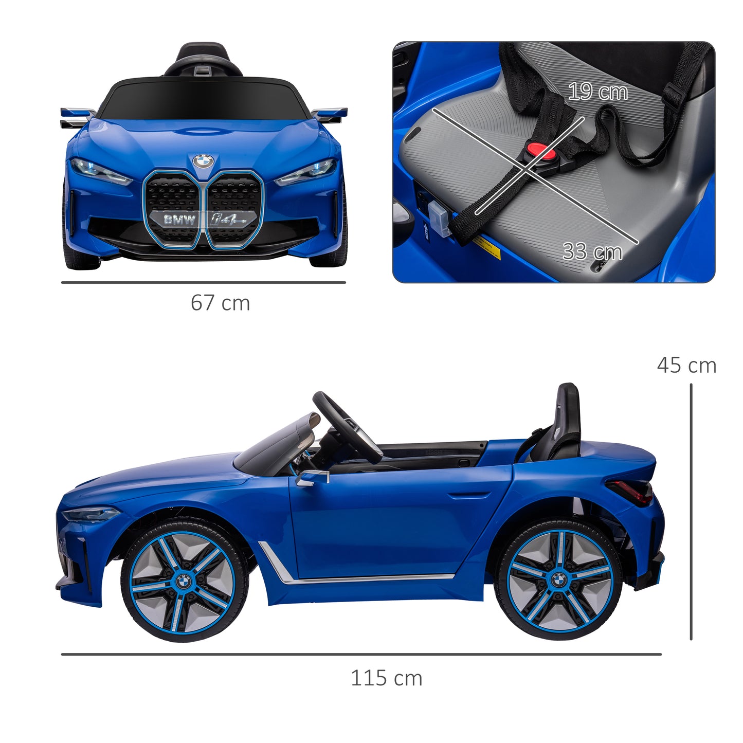 HOMCOM Licensed 2-5 Years Electric Ride-On BMW i4 Car with Parent Remote Control - Blue