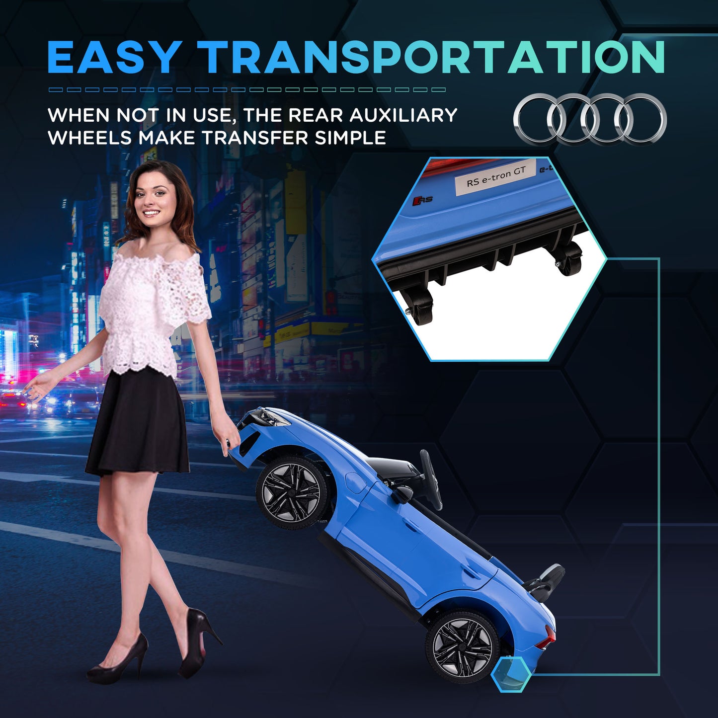 Audi RS E-tron GT Licensed 12V Kids Electric Ride-On Car with Remote Control, Blue