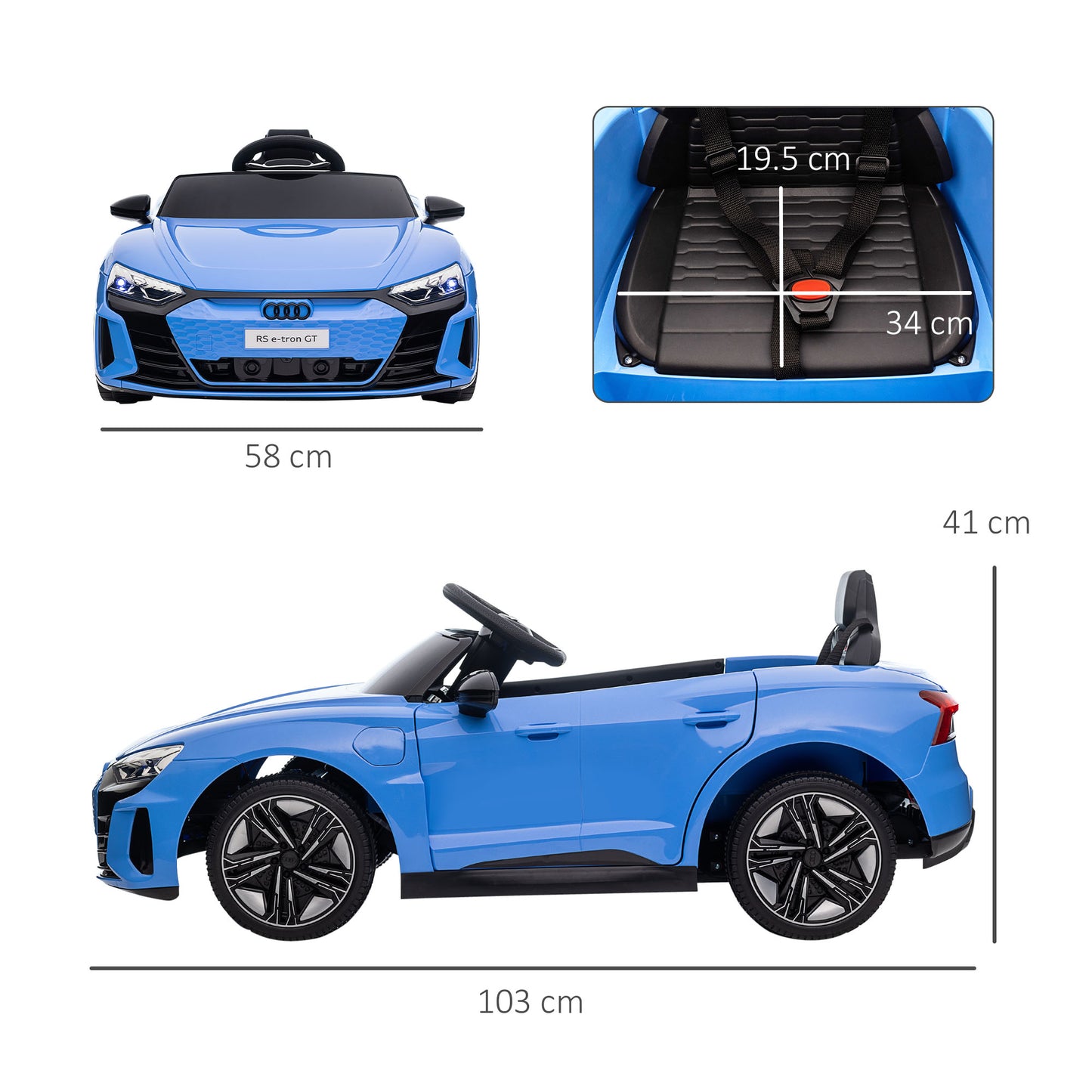 Audi RS E-tron GT Licensed 12V Kids Electric Ride-On Car with Remote Control, Blue