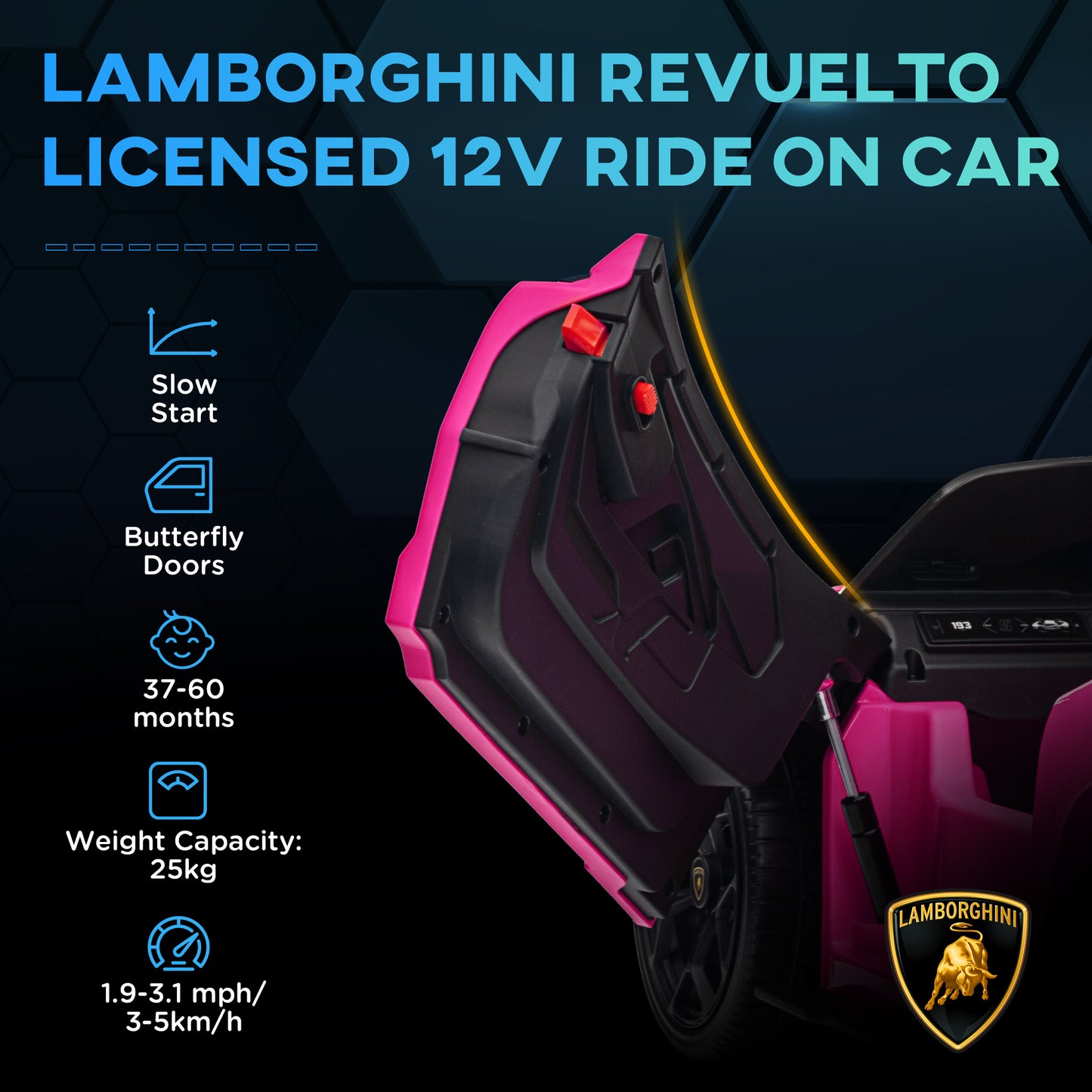 AIYAPLAY 3-8 Years Licensed Lamborghini Revuelto Ride-On Car with Remote Control