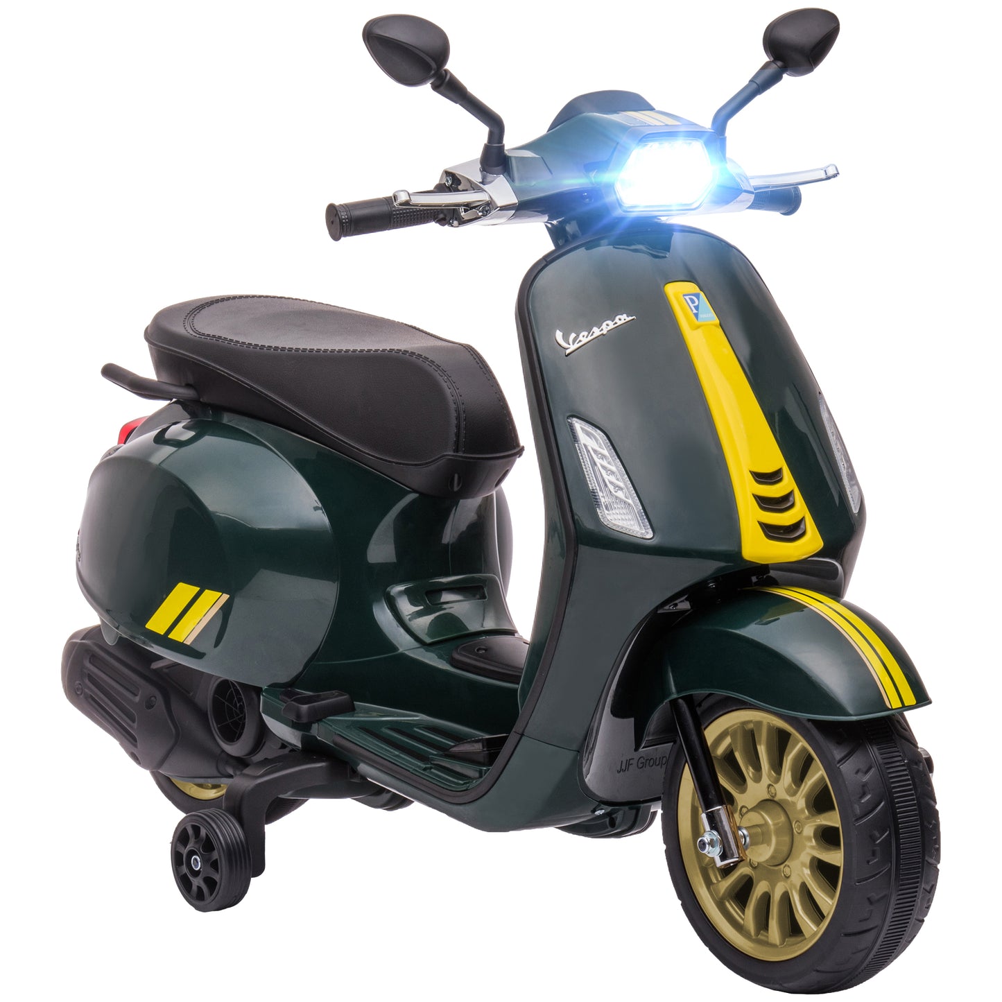 AIYAPLAY 3-5 Years Vespa Licensed 12V Kids Electric Bike with Training Wheels