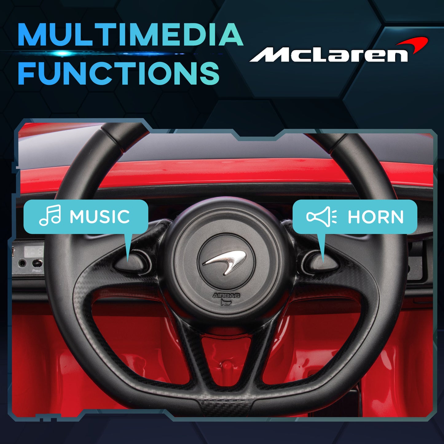 Licensed McLaren 3-8 Years Safe Ride-On Electric Car with Parent Remote Control & Music