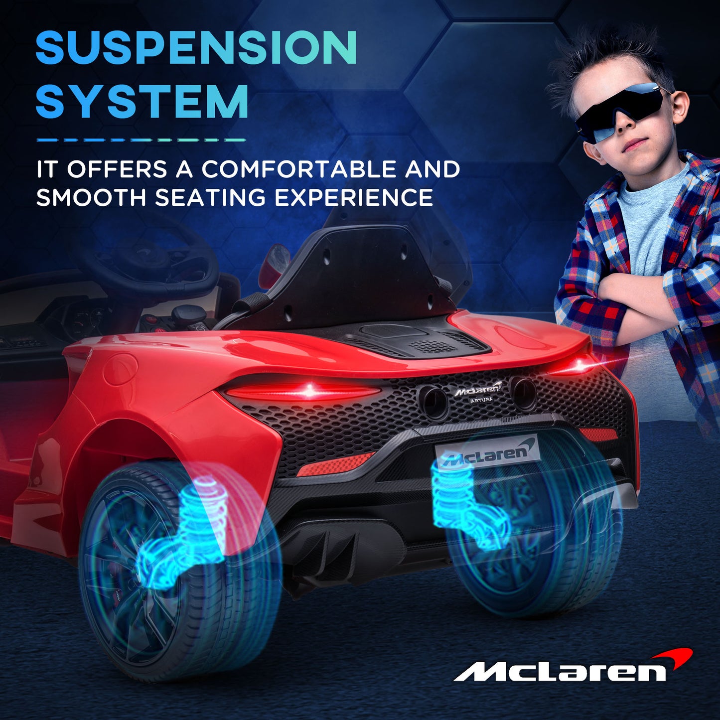 Licensed McLaren 3-8 Years Safe Ride-On Electric Car with Parent Remote Control & Music