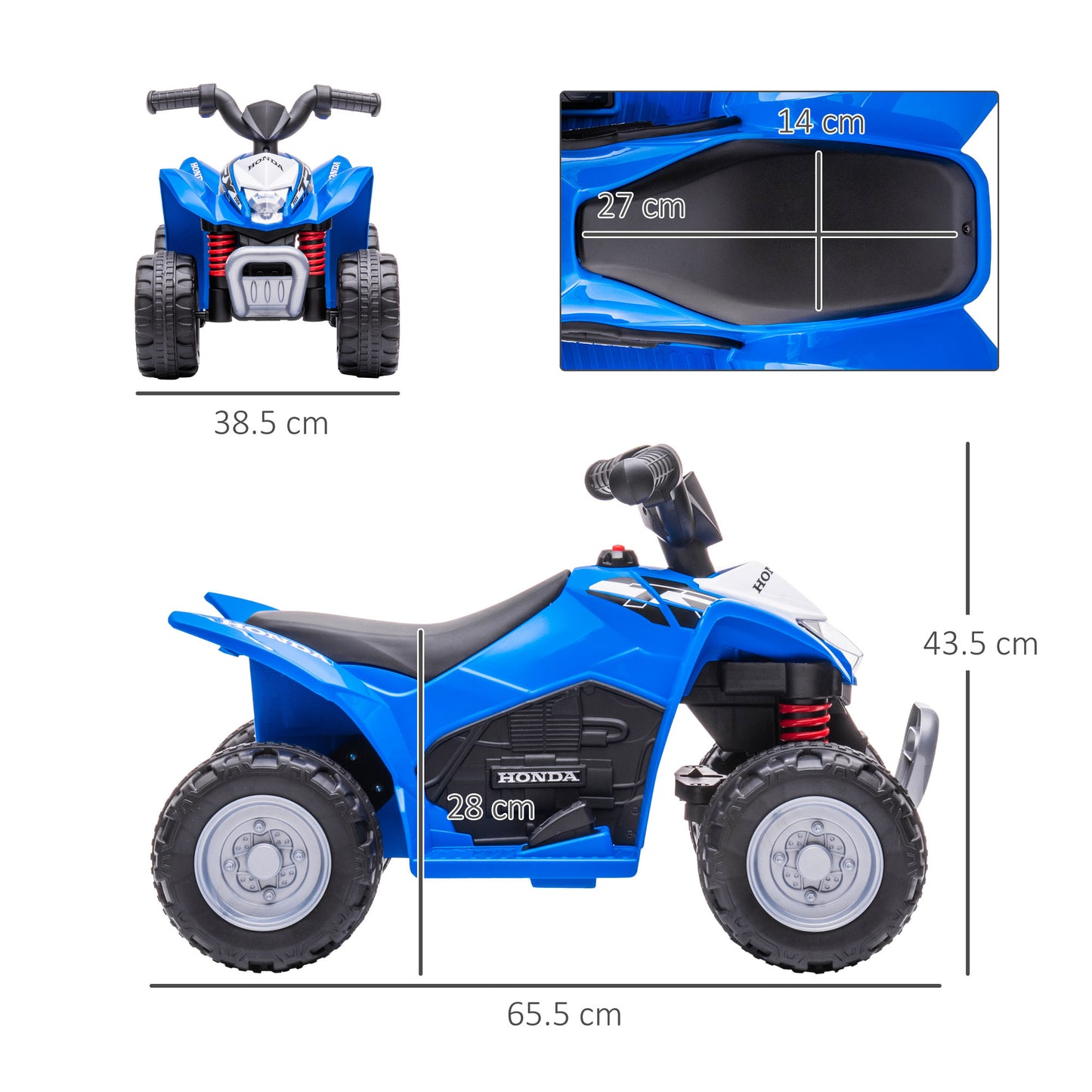 Licensed Honda 1.5-3 Years Safe Ride-On Electric Quad Bike with Realistic Features