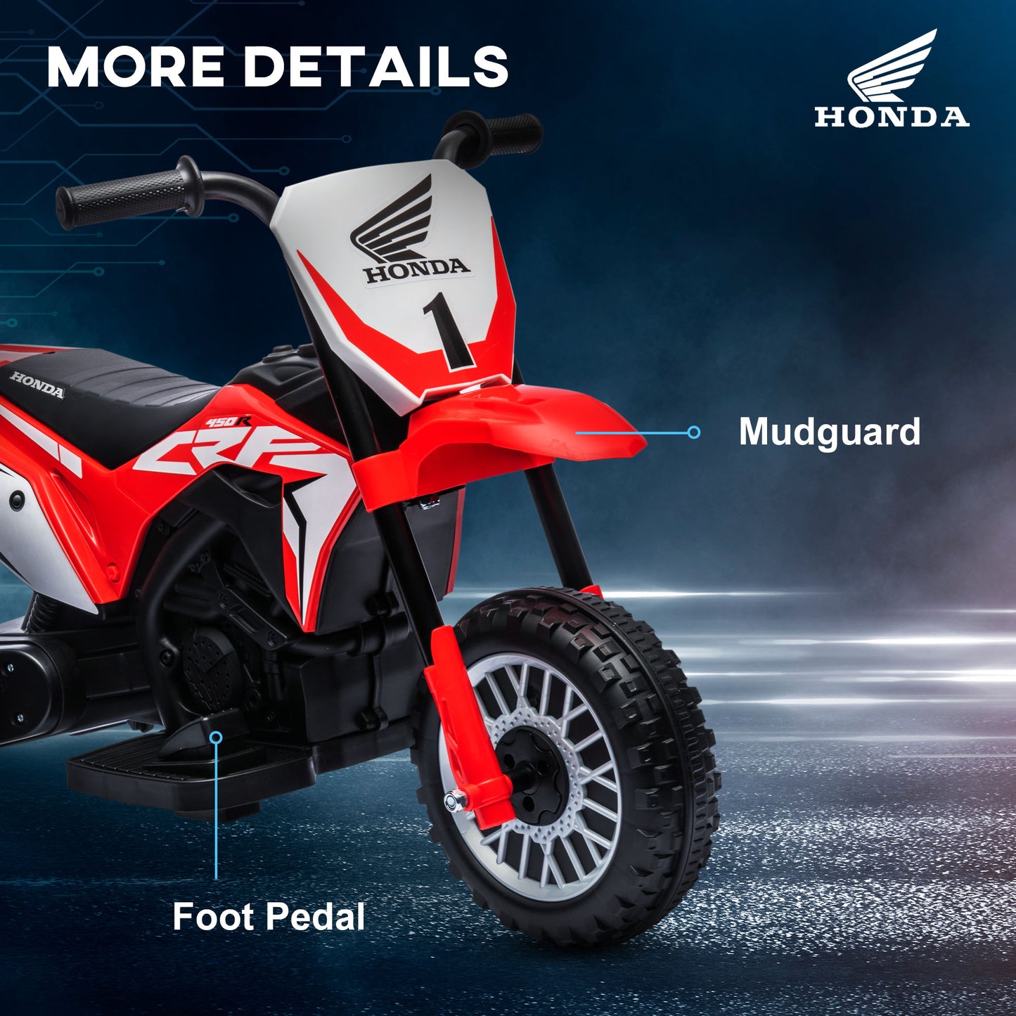HOMCOM Licensed 3-6 Years Kids Electric Motorbike with Horn & Safety Features