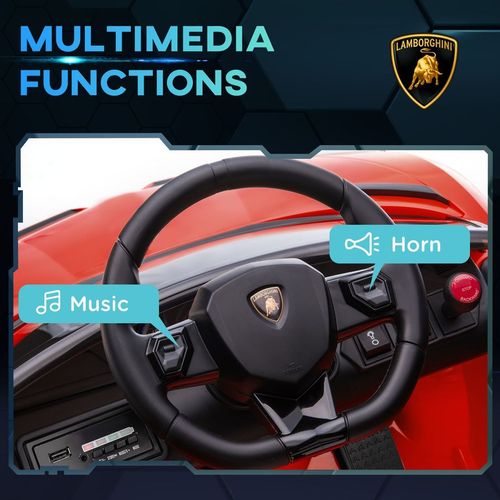 Licensed HOMCOM 3-8 Years Safe Ride-On Lamborghini Aventador Car with Parent Remote Control
