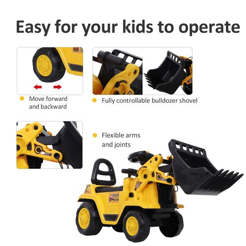SafeKids 1-3 Years Ride-On Bulldozer with Storage & Scooter Combo