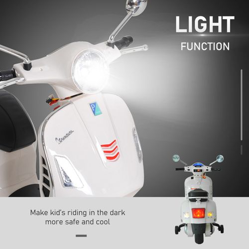 Licensed Vespa 3-6 Years Safe Ride-On Motorcycle with LED Lights & Horn Features