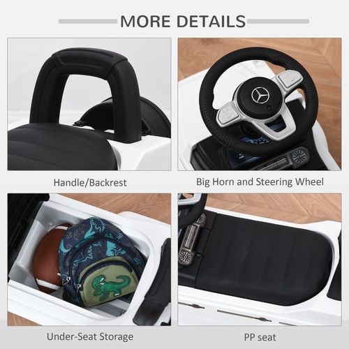 HOMCOM 12-36 Months Safe Ride-On Sliding Car with Horn and Storage - White