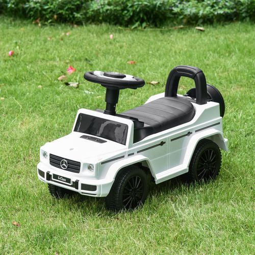 HOMCOM 12-36 Months Safe Ride-On Sliding Car with Horn and Storage - White
