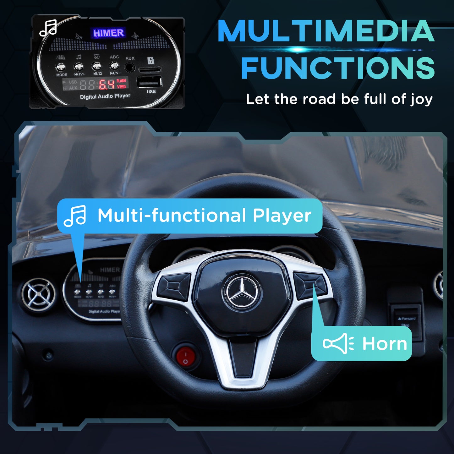 Licensed 3-5 Years Mercedes Benz Kids Ride-On Car with Remote Control & Music