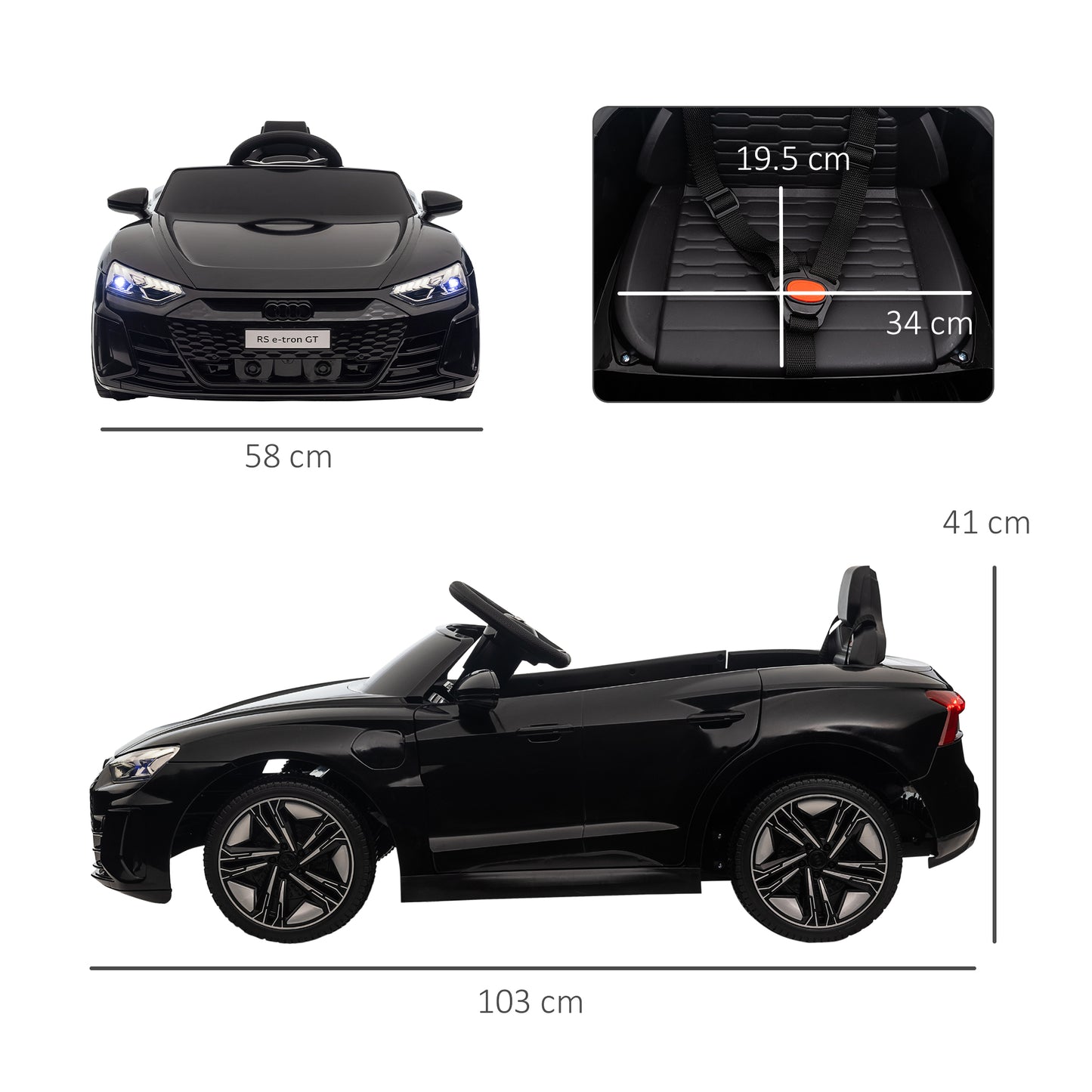 Licenced Audi 3-8 Years Electric Ride-On Car with Parent Remote Control & LED Lights