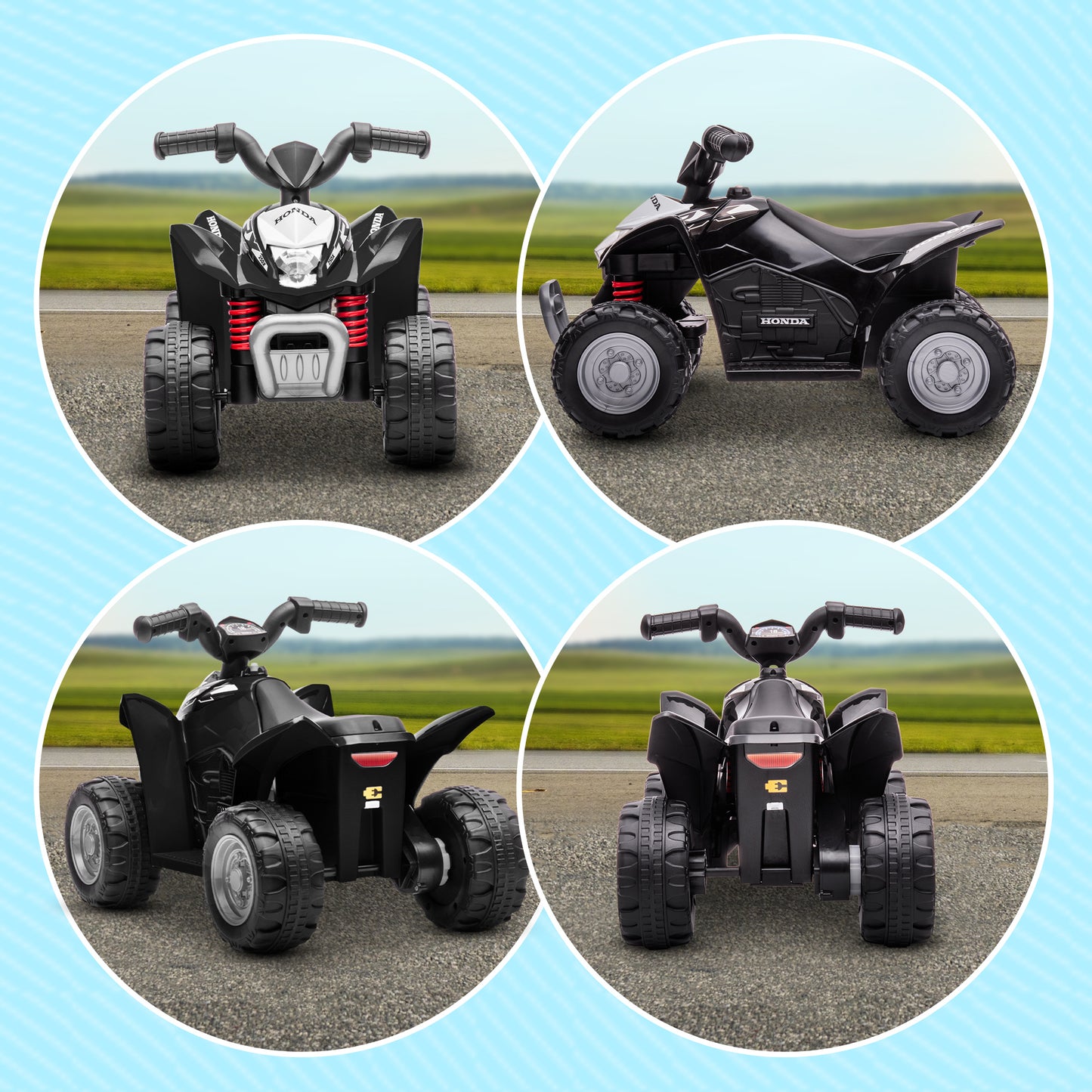 Honda Licensed Kids Electric Quad Bike 6V ATV Ride-On for 1.5-3 Years - Black, Safe & Sturdy!
