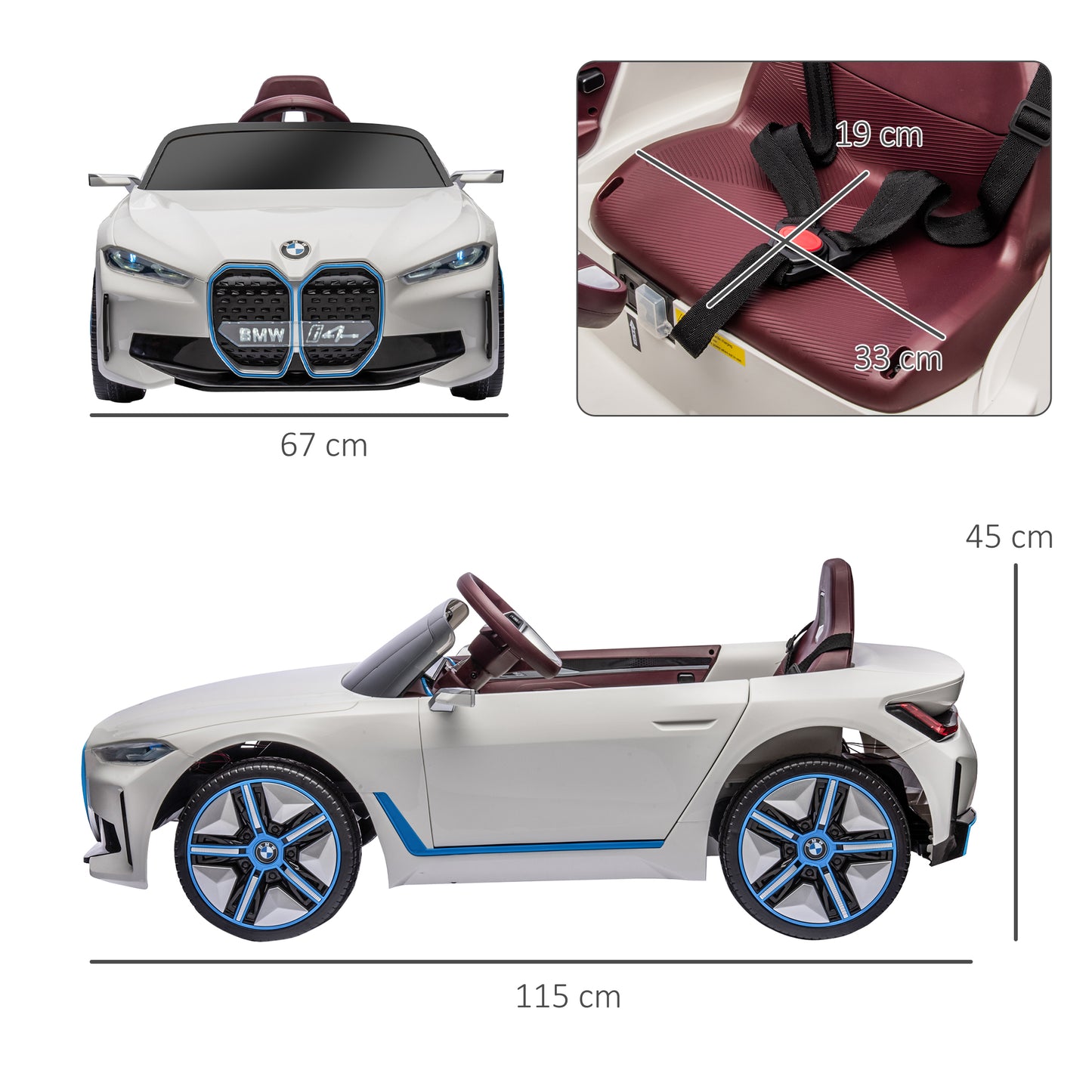 Licensed BMW i4 3-6 Years Safe Ride-On Electric Kids Car with Portable Battery