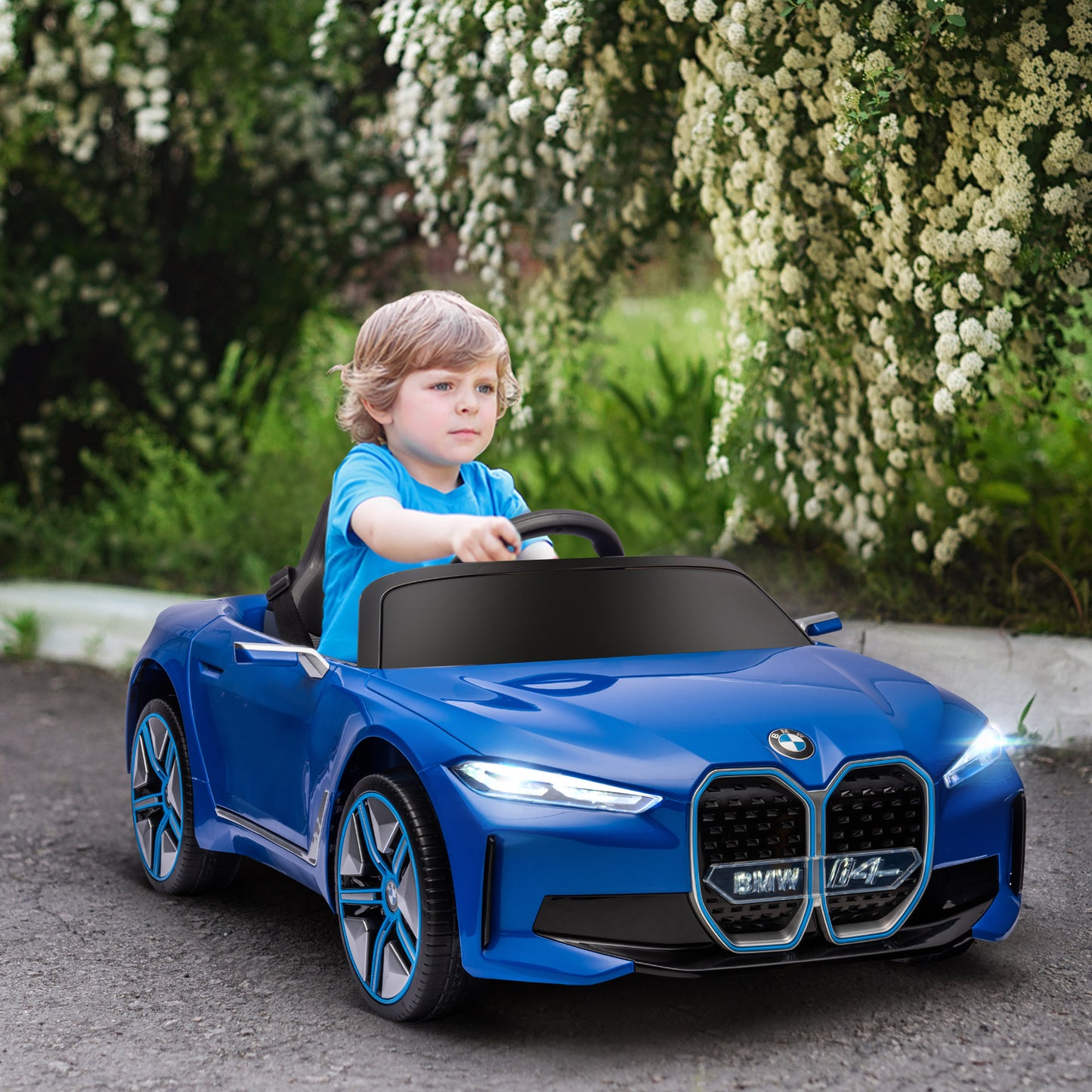 HOMCOM Licensed 2-5 Years Electric Ride-On BMW i4 Car with Parent Remote Control - Blue