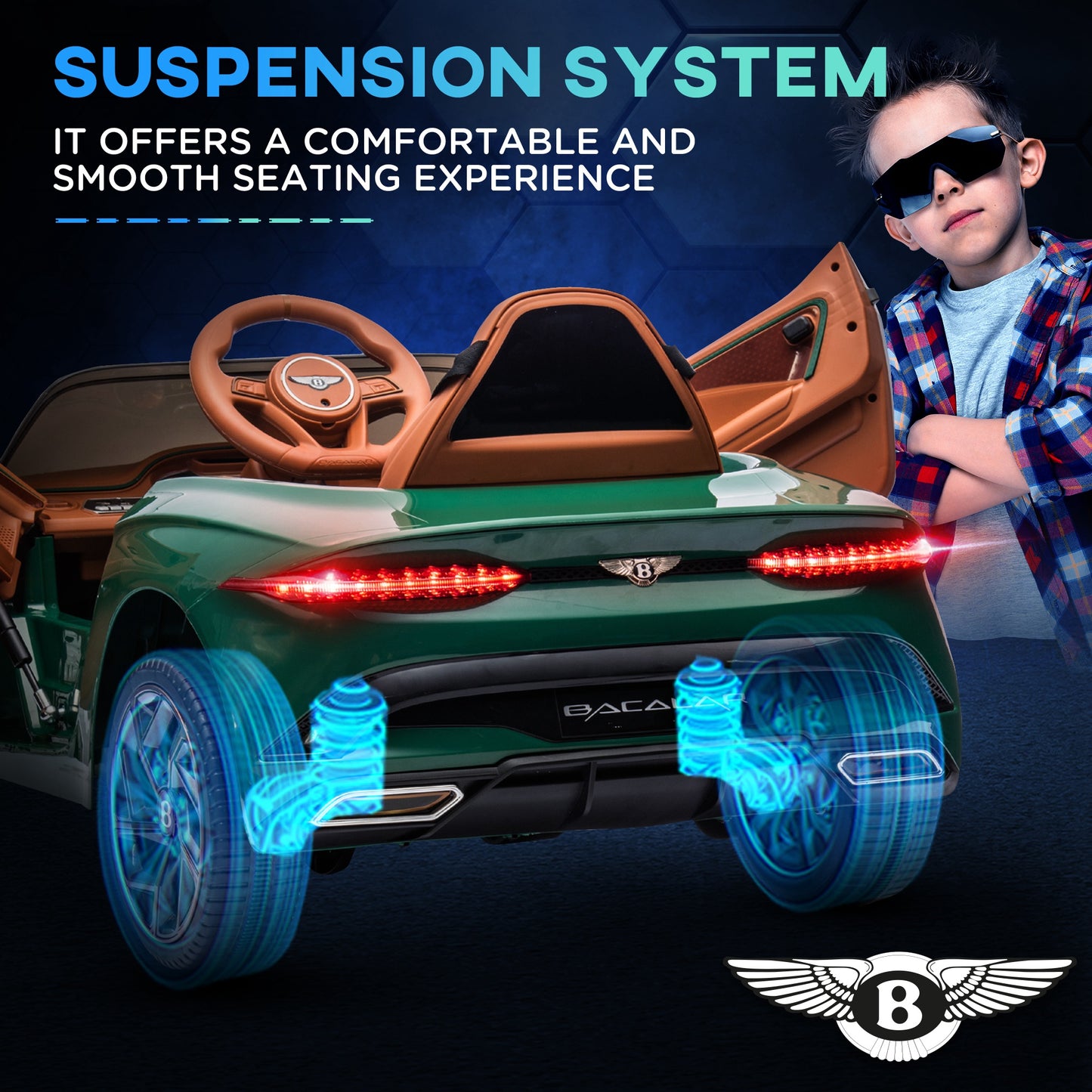 HOMCOM Licensed 3-8 Years Electric Ride-On Bentley Bacalar with Parent Remote Control