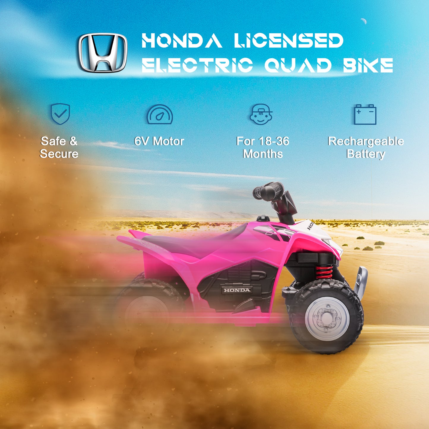 Honda Licensed 1.5-3 Years Electric Ride-On Quad Bike with Realistic Features