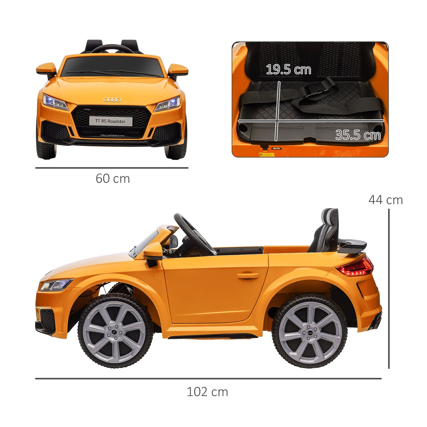Licensed Audi TT RS 12V Battery Ride-On Car for Kids 3-5 Years with MP3 Player