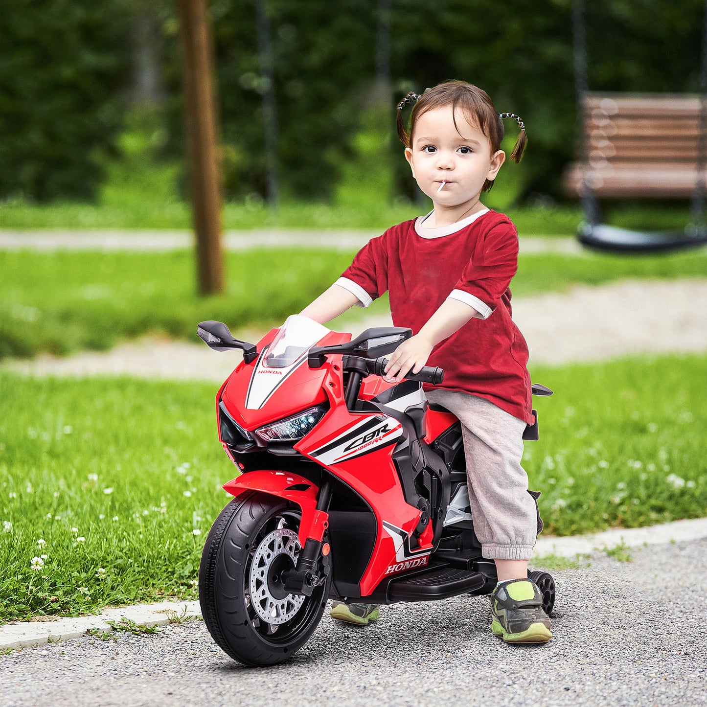 Honda Licensed 6V Kids Electric Motorbike Ride-On Vehicle with Training Wheels