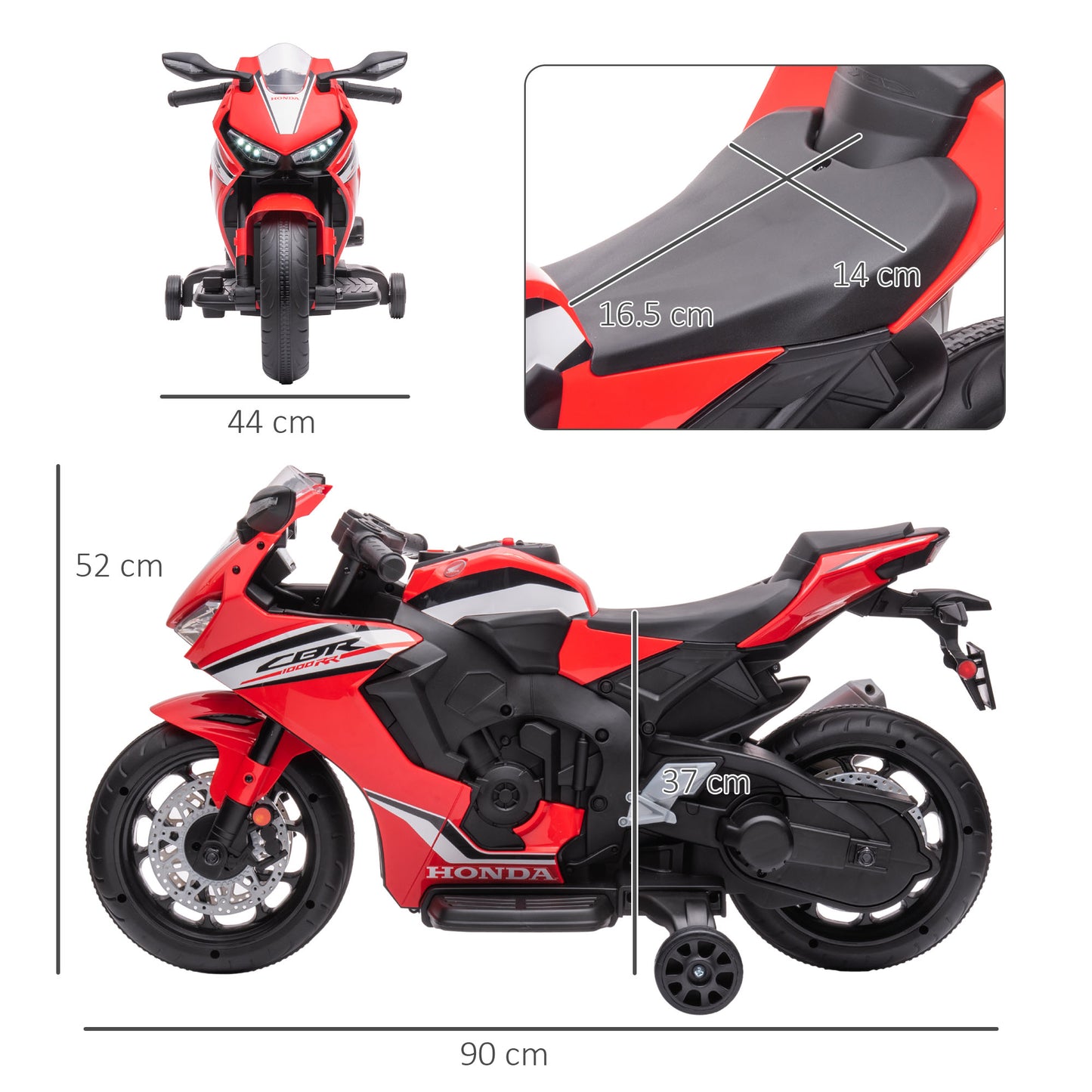 Honda Licensed 6V Kids Electric Motorbike Ride-On Vehicle with Training Wheels
