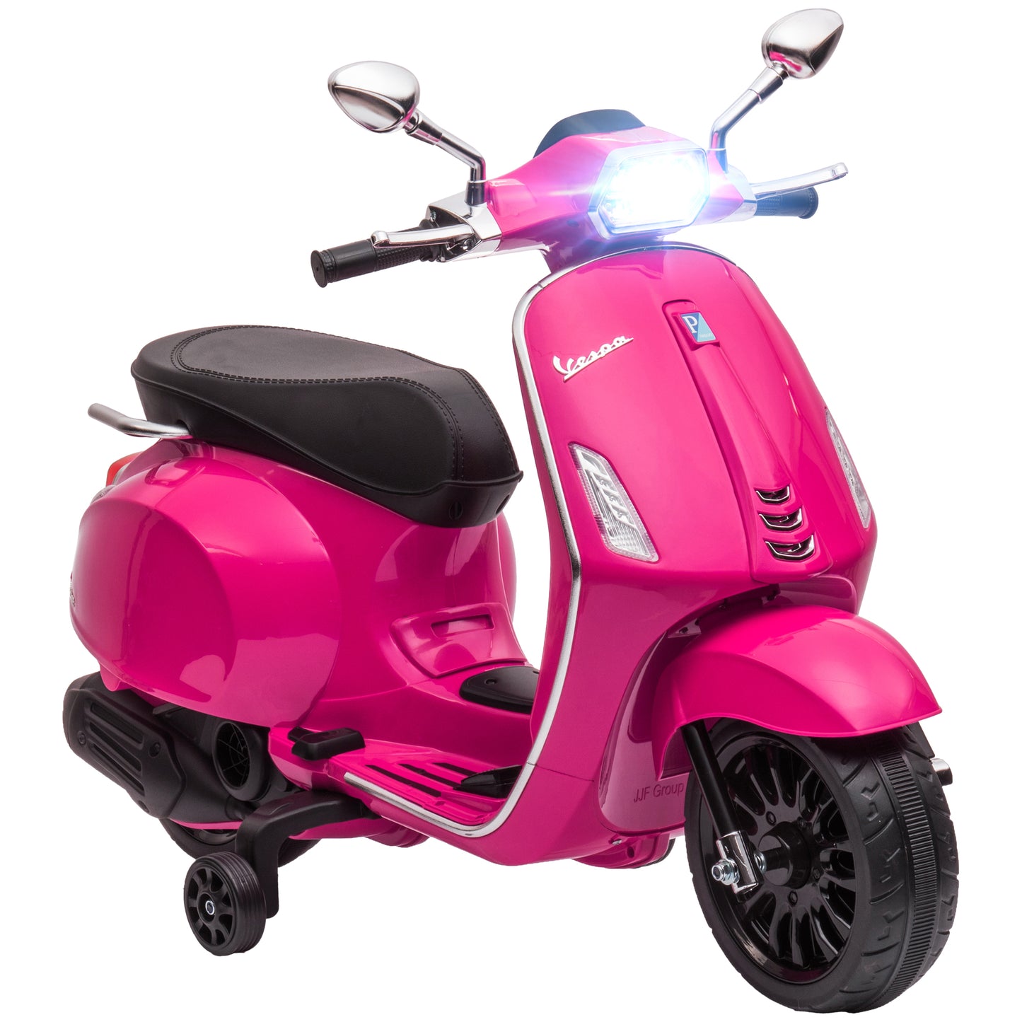 AIYAPLAY Licensed Vespa 12V Kids Electric Motorbike with Training Wheels - Pink