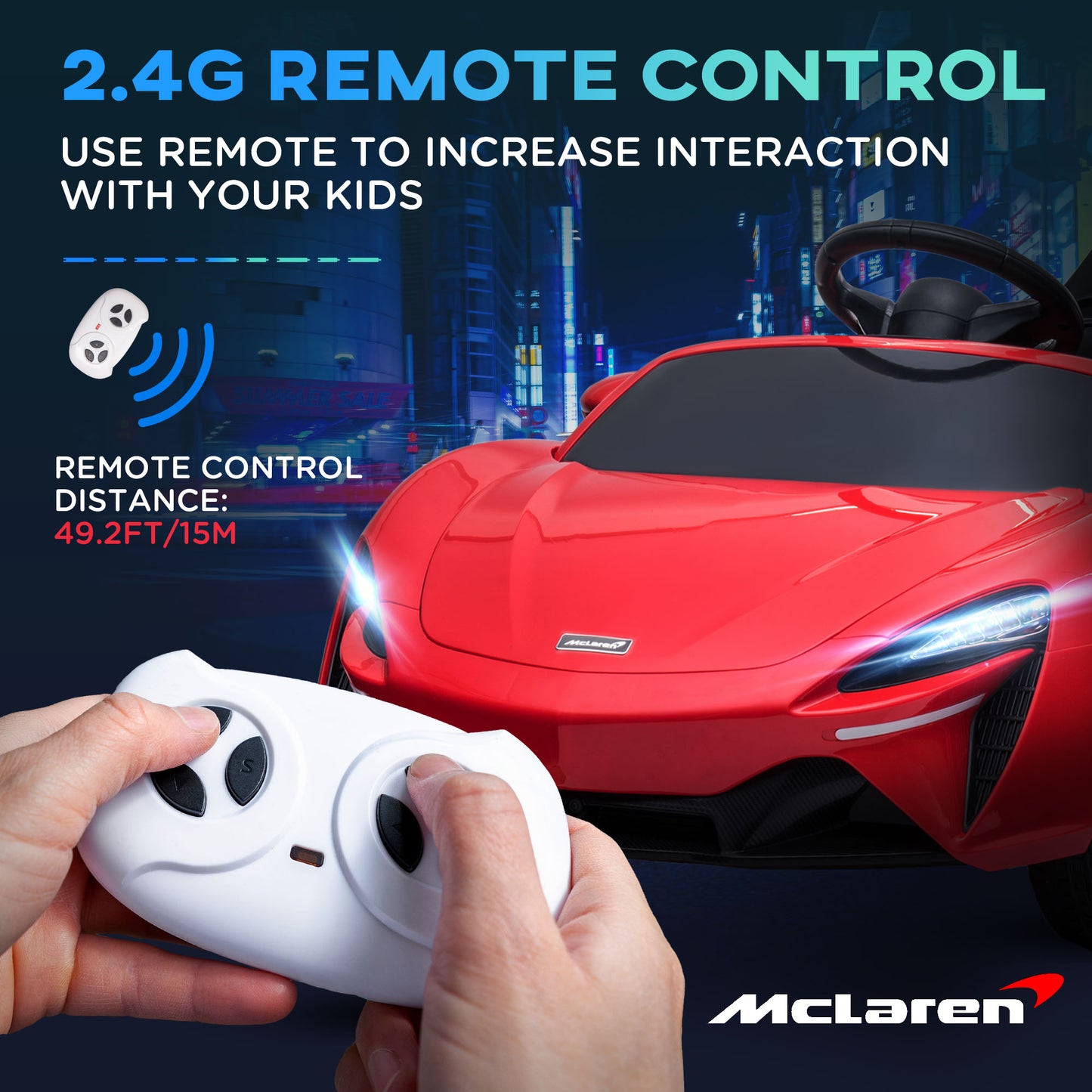 Licensed McLaren 3-8 Years Safe Ride-On Electric Car with Parent Remote Control & Music