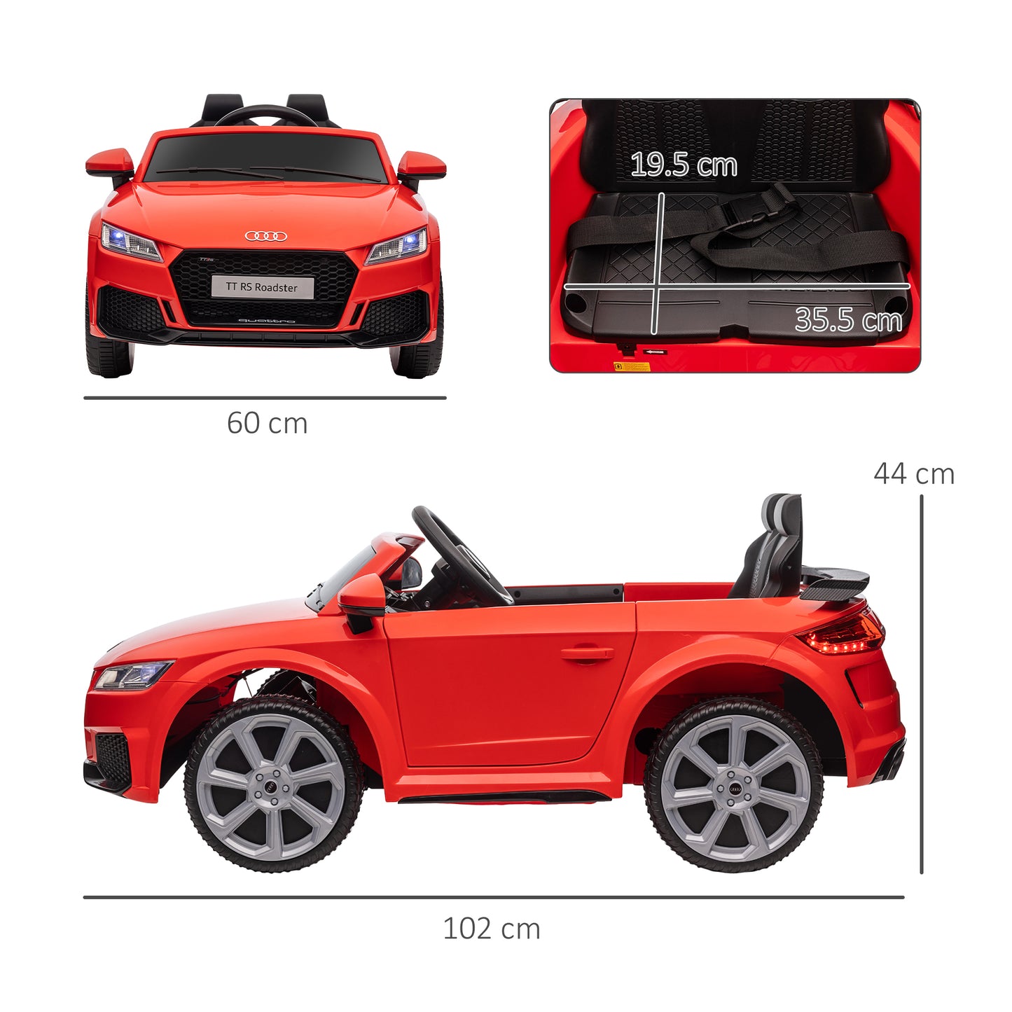 Licensed Audi TT 3-6 Years Safe Ride-On Electric Car with Remote Control & Headlights