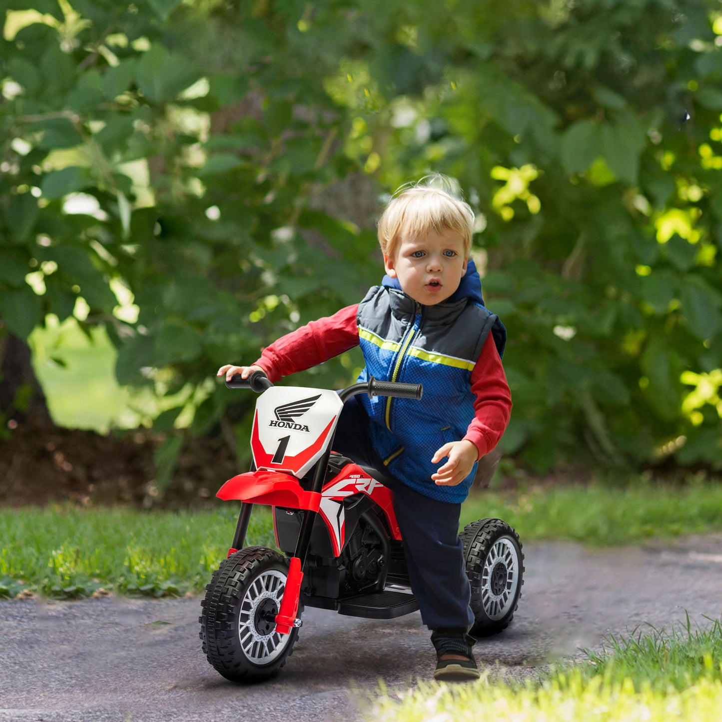 HOMCOM Licensed 3-6 Years Kids Electric Motorbike with Horn & Safety Features