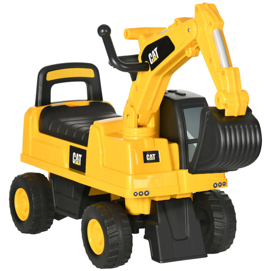 HOMCOM CAT Licensed 1-3 Years Safe Ride-On Digger with Controllable Shovel & Storage