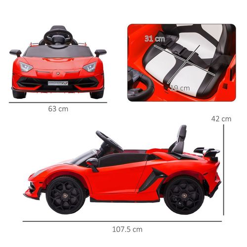 Licensed HOMCOM 3-8 Years Safe Ride-On Lamborghini Aventador Car with Parent Remote Control