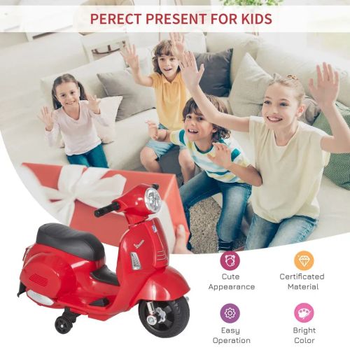 Vespa Licensed 18-36 Months Ride-On Motorcycle with Safety Stabilizers and Headlight