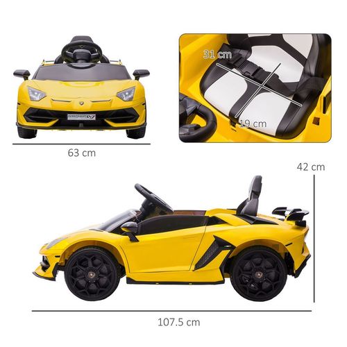 Licensed HOMCOM 3-8 Years Electric Ride-On Lamborghini Aventador with Remote Control