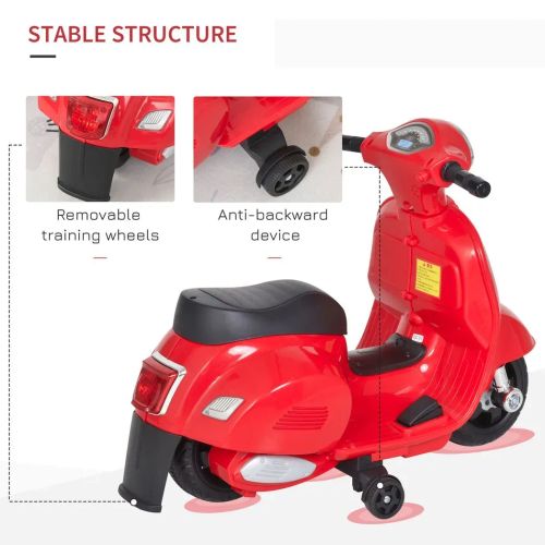 Vespa Licensed 18-36 Months Ride-On Motorcycle with Safety Stabilizers and Headlight