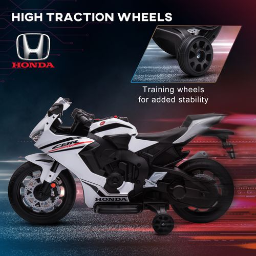 Honda Licensed 6V Kids Electric Motorbike Ride-On Car with Training Wheels