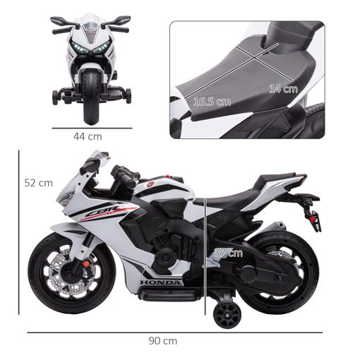 Honda Licensed 6V Kids Electric Motorbike Ride-On Car with Training Wheels