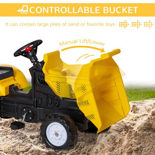 HOMCOM 2-5 Years Manual Control Ride-On Tractor with Scoop Bucket