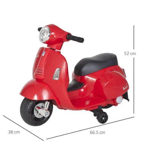 Vespa Licensed 18-36 Months Ride-On Motorcycle with Safety Stabilizers and Headlight