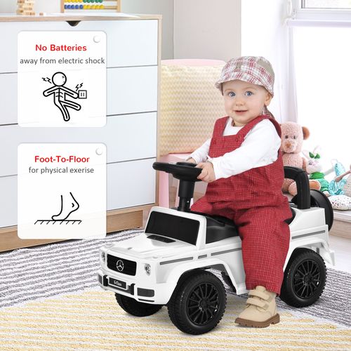 HOMCOM 12-36 Months Safe Ride-On Sliding Car with Horn and Storage - White