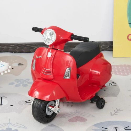 Vespa Licensed 18-36 Months Ride-On Motorcycle with Safety Stabilizers and Headlight