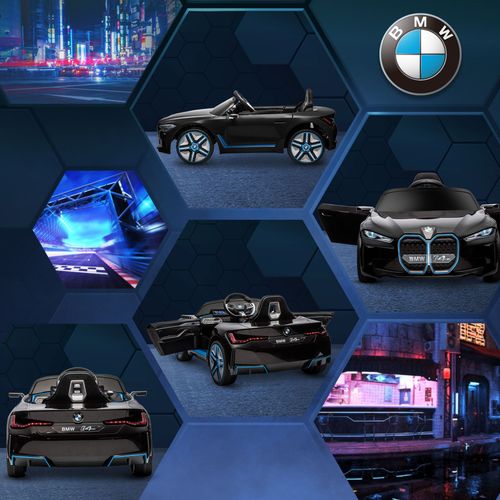 BMW i4 3-6 Years Electric Ride-On Car with Portable Battery - Sleek Black Design