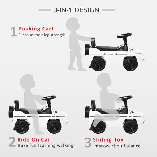 HOMCOM 12-36 Months Safe Ride-On Sliding Car with Horn and Storage - White
