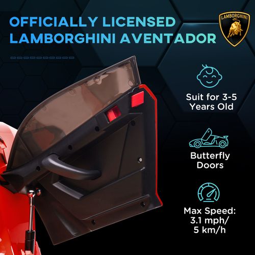 Licensed HOMCOM 3-8 Years Safe Ride-On Lamborghini Aventador Car with Parent Remote Control