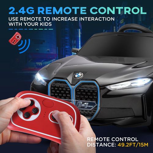 BMW i4 3-6 Years Electric Ride-On Car with Portable Battery - Sleek Black Design