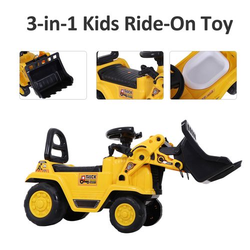 SafeKids 1-3 Years Ride-On Bulldozer with Storage & Scooter Combo