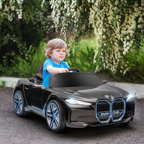 BMW i4 3-6 Years Electric Ride-On Car with Portable Battery - Sleek Black Design