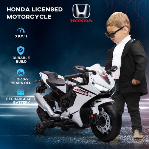 Honda Licensed 6V Kids Electric Motorbike Ride-On Car with Training Wheels