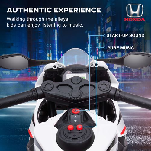 Honda Licensed 6V Kids Electric Motorbike Ride-On Car with Training Wheels
